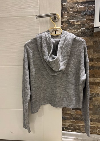 Gri Örgü Kadın Sweatshirt Uzun Kollu - Görsel 2