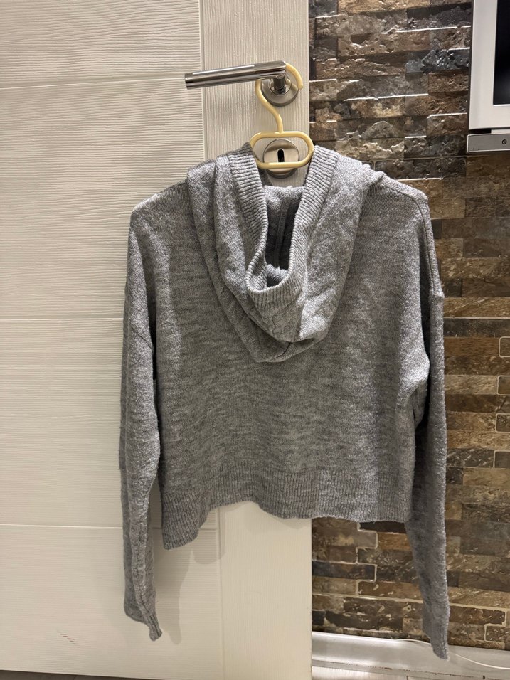 Gri Örgü Kadın Sweatshirt Uzun Kollu - Görsel 2