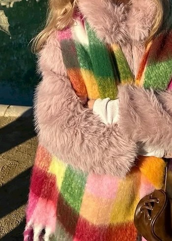 Bej Pembe Kürk Mont - Görsel 4