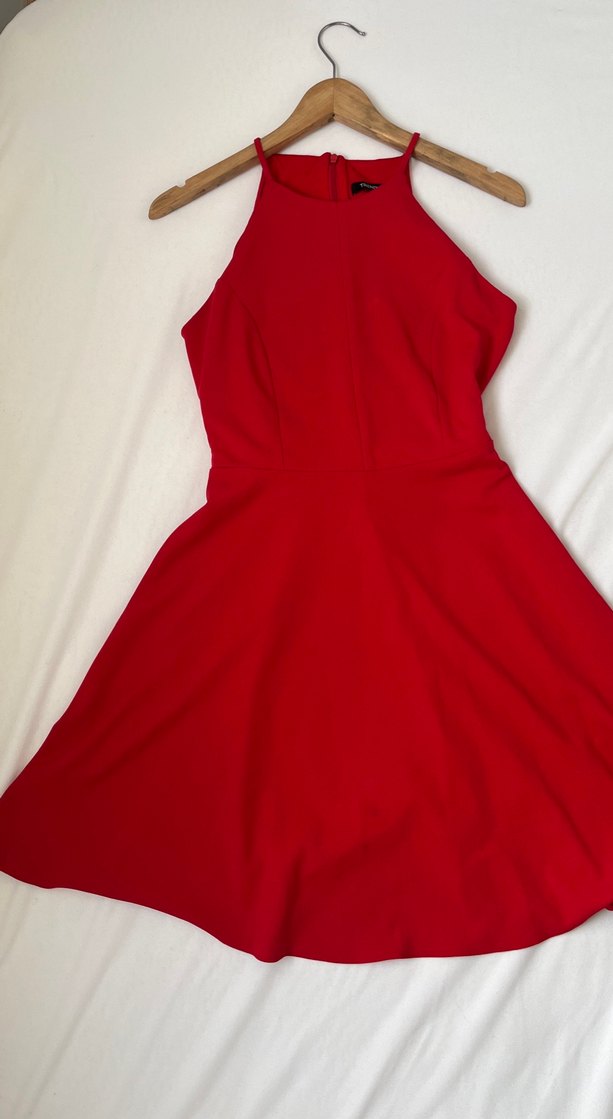 Kırmızı Midi Drapeli Kadın Abiye Elbise - Görsel 2