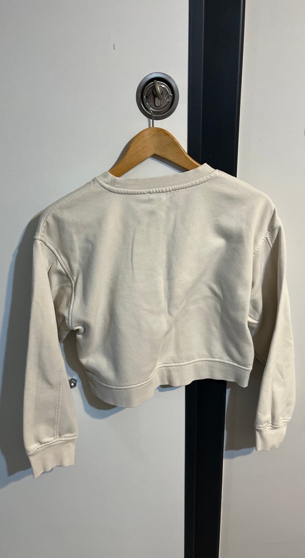 Beyaz Oversize Kadın Sweatshirt - Görsel 3