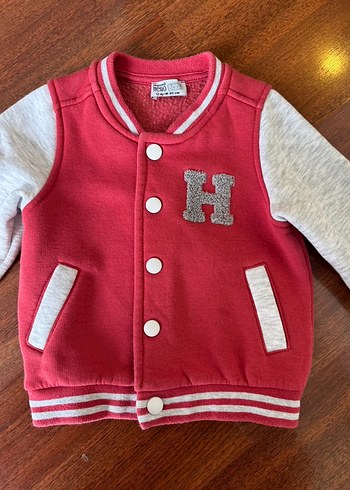 Kırmızı Gri Düğmeli Bebek Ceket - Görsel 2