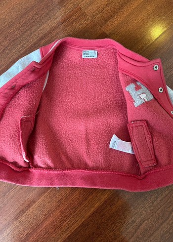 Kırmızı Gri Düğmeli Bebek Ceket - Görsel 3