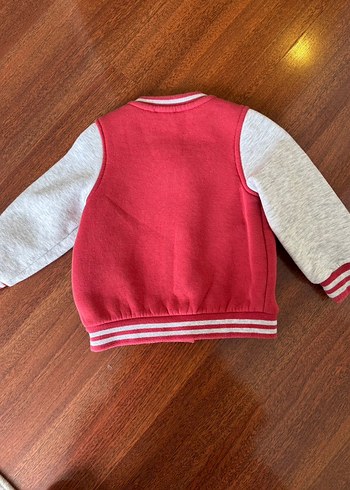 Kırmızı Gri Düğmeli Bebek Ceket - Görsel 4