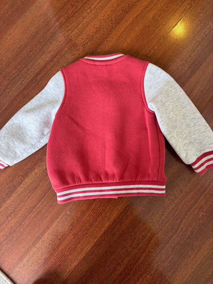 Kırmızı Gri Düğmeli Bebek Ceket - Görsel 4