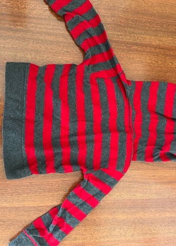 Çizgili Kapüşonlu Erkek Bebek Hırka - Görsel 4