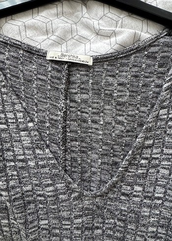 Gri V Yaka Uzun Triko Elbise - Görsel 6