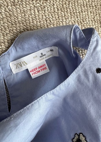 Nakışlı Mavi Kız Bebek Elbisesi Boncuk Detaylı - Görsel 5