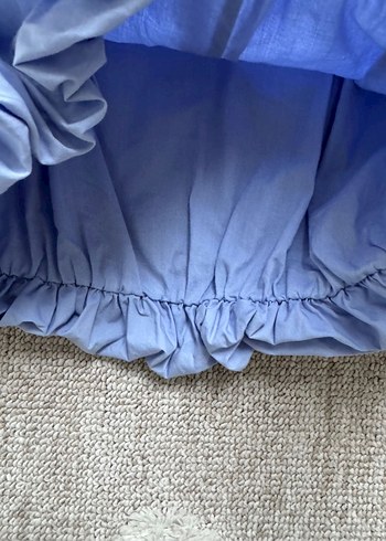 Nakışlı Mavi Kız Bebek Elbisesi Boncuk Detaylı - Görsel 4