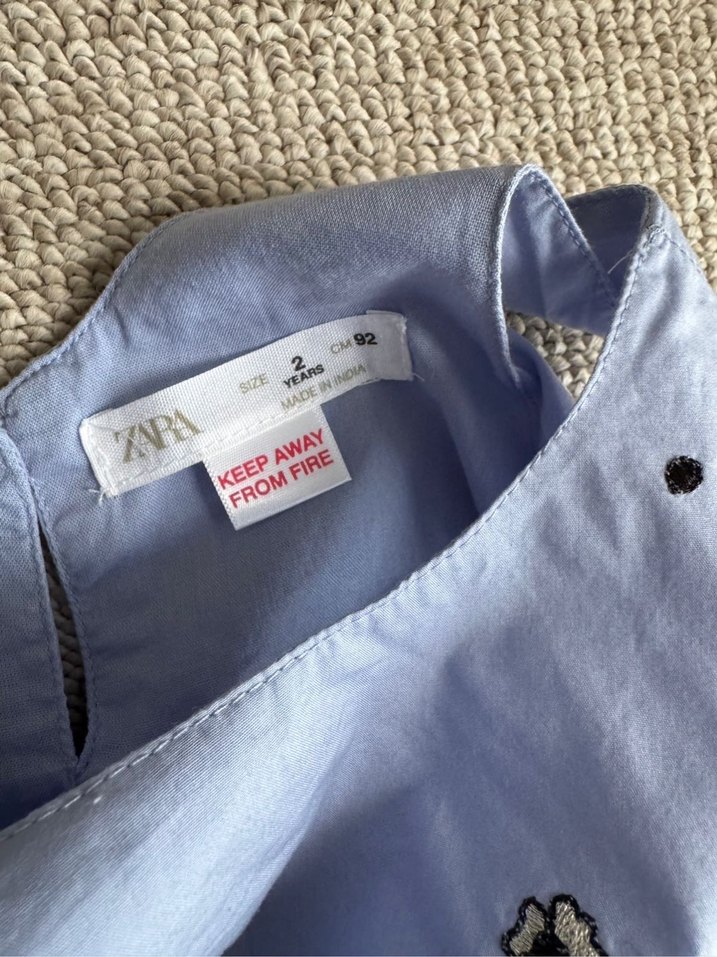 Nakışlı Mavi Kız Bebek Elbisesi Boncuk Detaylı - Görsel 5