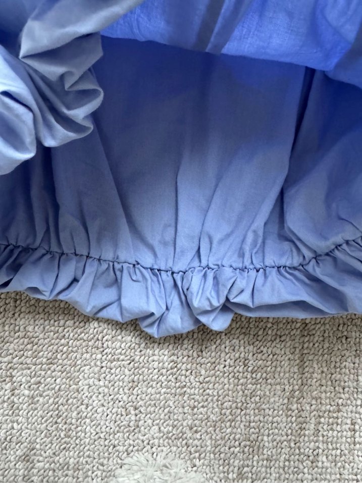 Nakışlı Mavi Kız Bebek Elbisesi Boncuk Detaylı - Görsel 4