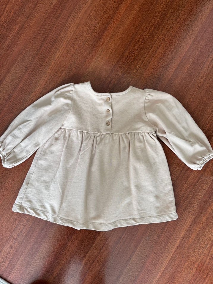 Bej Uzun Kollu Bebek Elbise - Görsel 3