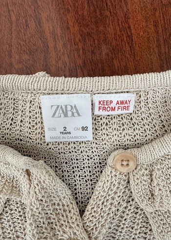 Kız Çocuk Bej Örgü Hırka - Görsel 3