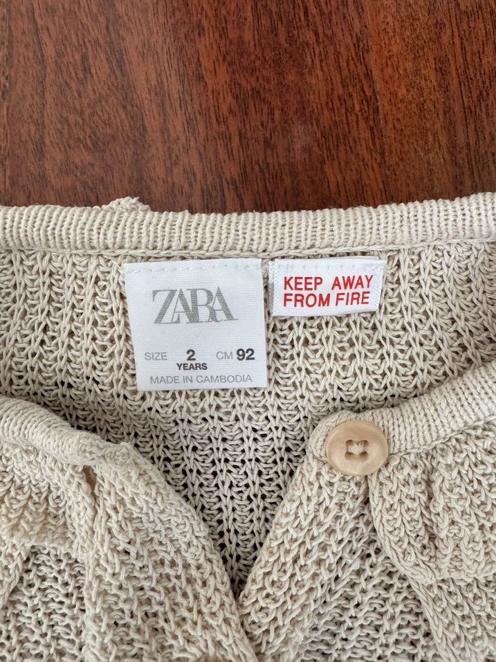 Kız Çocuk Bej Örgü Hırka - Görsel 3