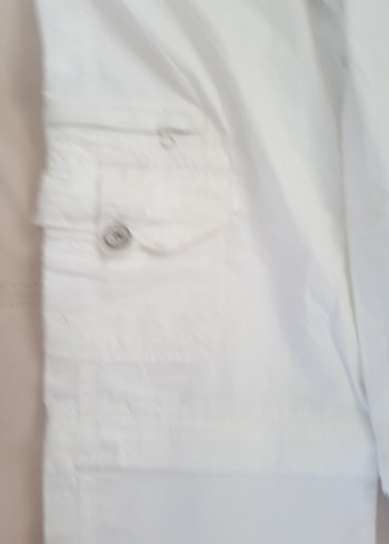 s Beden Beyaz Kadın Keten Kemerli Pantolon