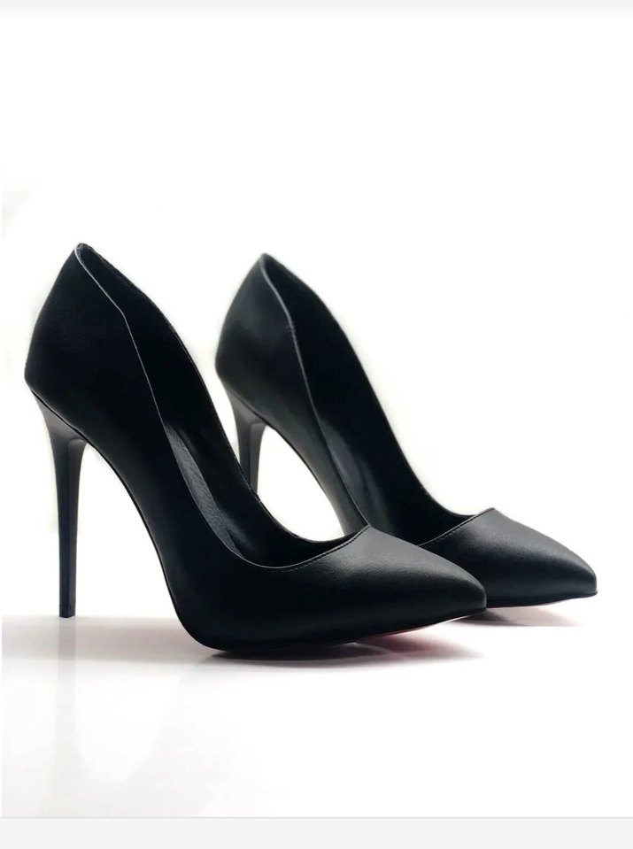 siyah deri stiletto - Görsel 2