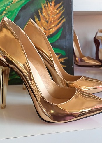 Roze rugan parlak Stiletto Topuklu