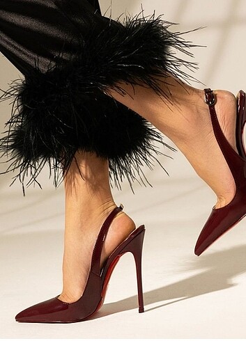 Bordo rugan stiletto hakiki deri astar