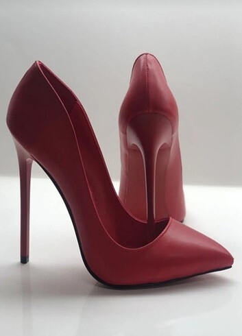 Diğer Kırmızı Hakiki deri astarlı stiletto 