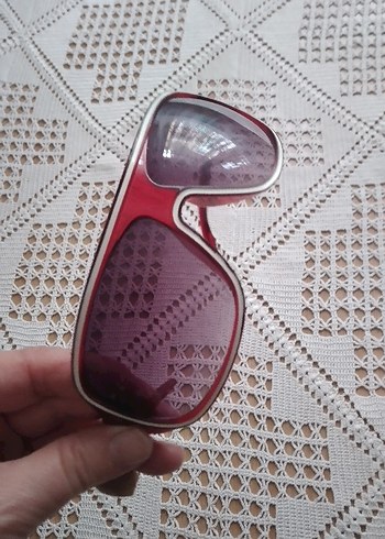 Şeffaf Kırmızı Vintage Kadın Güneş Gözlüğü - Görsel 2