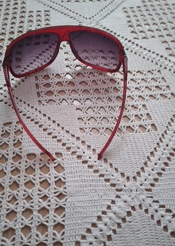 Şeffaf Kırmızı Vintage Kadın Güneş Gözlüğü - Görsel 5