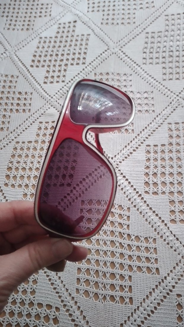 Şeffaf Kırmızı Vintage Kadın Güneş Gözlüğü - Görsel 2