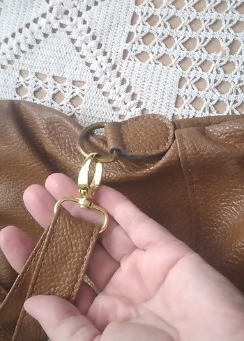 Kahverengi Deri Tokalı Kadın Çanta - Görsel 11