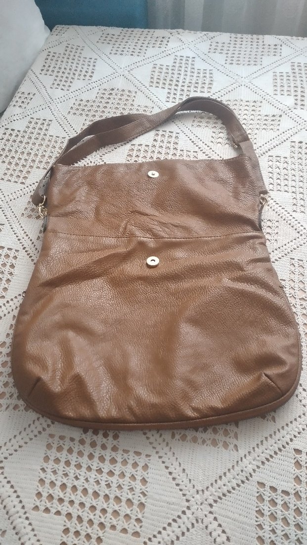 Kahverengi Deri Tokalı Kadın Çanta - Görsel 5