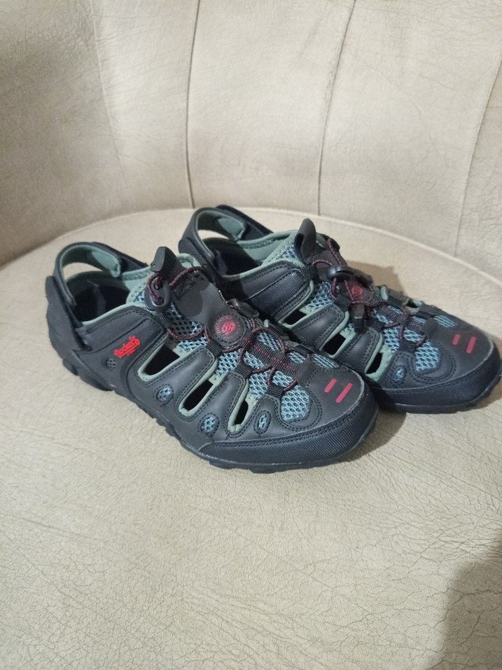 Gri Erkek Spor Terlikler Velcro Bantlı - Görsel 2