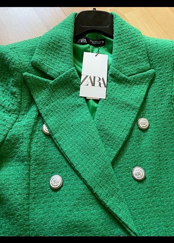 Zara Düğmeli Yeşil Kadın Blazer ceket
