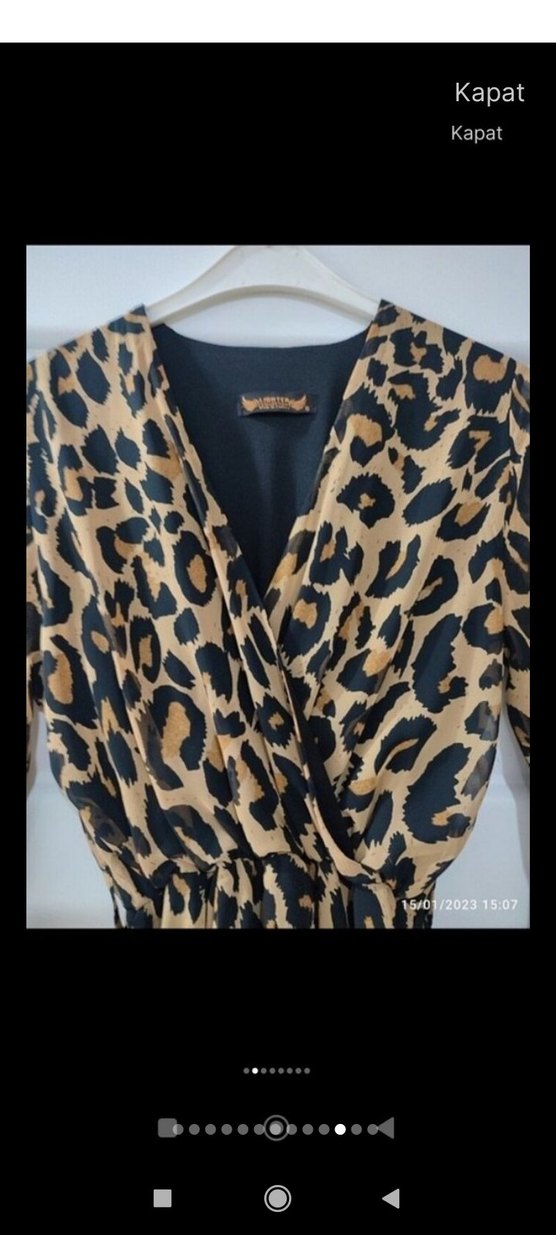 Leopar Desenli Uzun Kemerli Elbise - Görsel 2