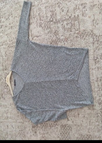 Gri Örgü Kadın Triko Sweatshirt - Görsel 4