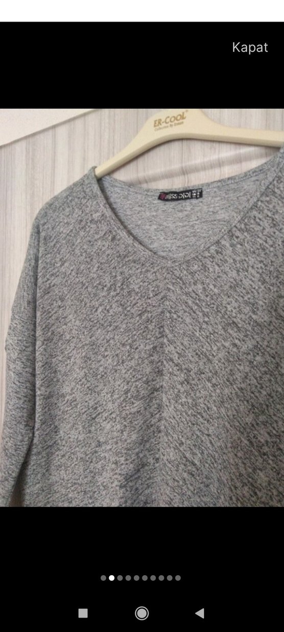 Gri Örgü Kadın Triko Sweatshirt - Görsel 3