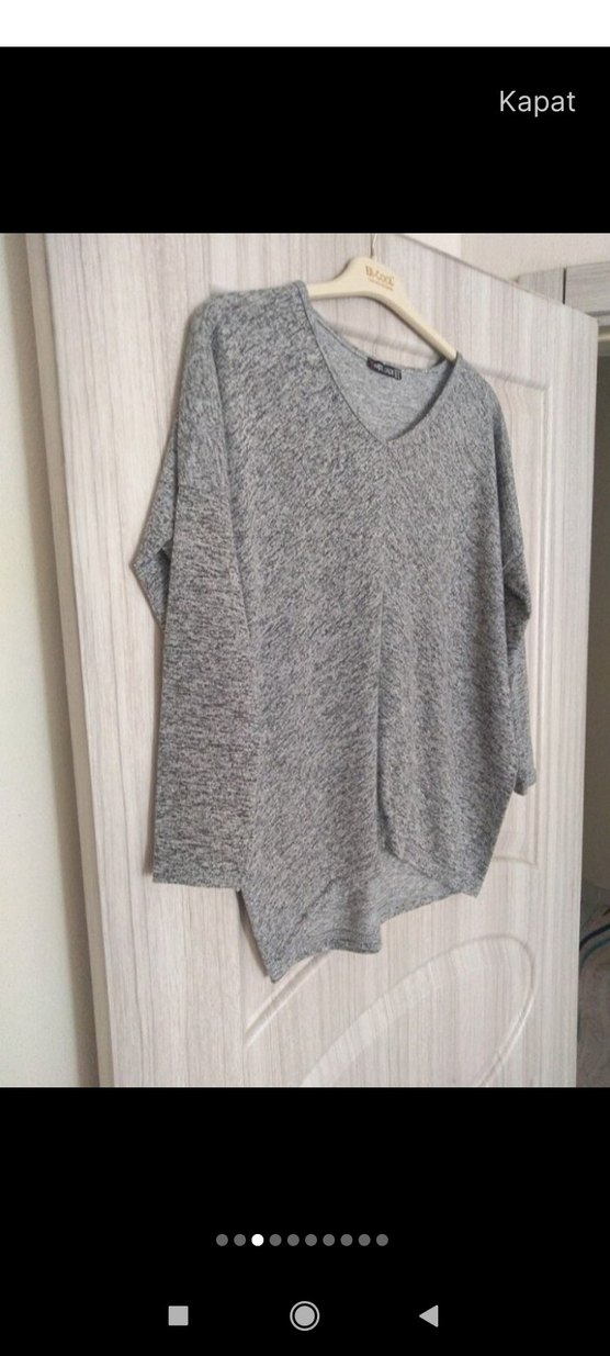 Gri Örgü Kadın Triko Sweatshirt - Görsel 2