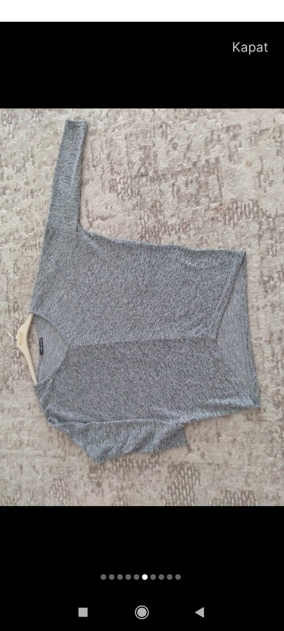 Gri Örgü Kadın Triko Sweatshirt - Görsel 4