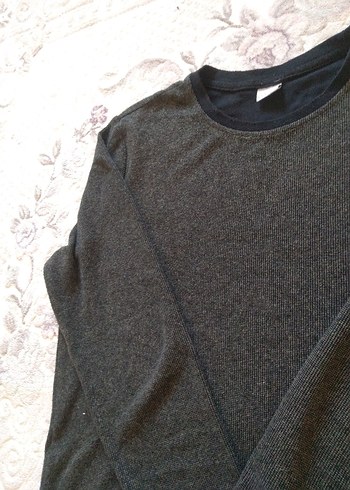 Gri erkek Uzun Kollu Basic Sweatshirt - Görsel 2