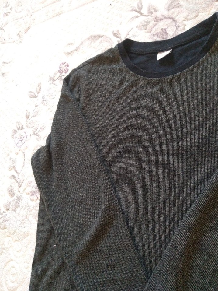 Gri erkek Uzun Kollu Basic Sweatshirt - Görsel 2