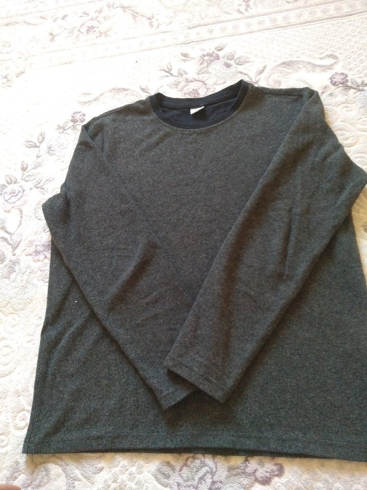 Gri erkek Uzun Kollu Basic Sweatshirt - Görsel 4