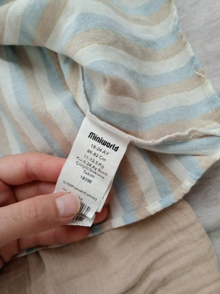 Mavi beyaz kız çocuk elbise koton 
civil takım - Görsel 5