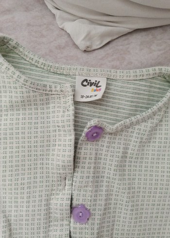 Düğmeli Gri Bebek Kız Tulum - Görsel 2