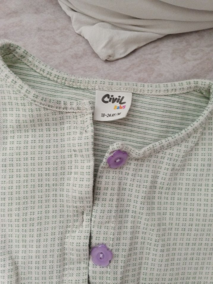 Düğmeli Gri Bebek Kız Tulum - Görsel 2