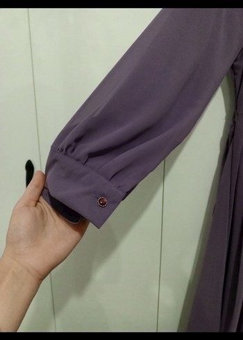 Mor Drapeli Uzun Kadın Abiye Elbise - Görsel 2