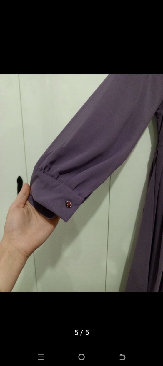 Mor Drapeli Uzun Kadın Abiye Elbise - Görsel 2