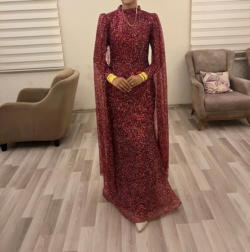 Bordo kına elbisesi - Görsel 3