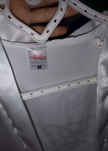 Beyaz Parlak Midi Kadın Sabahlık - Görsel 3