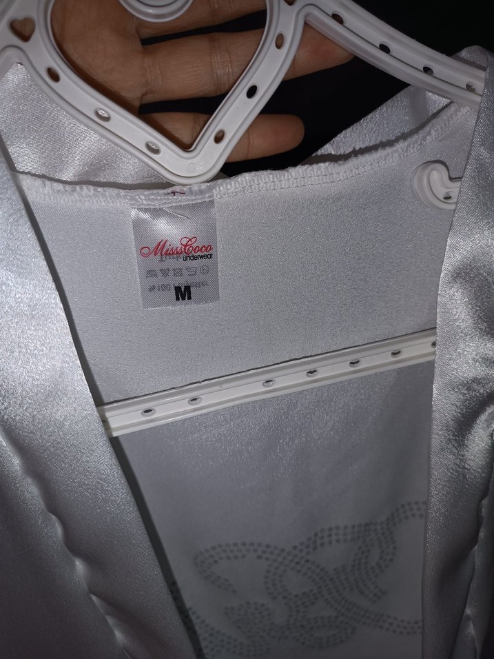 Beyaz Parlak Midi Kadın Sabahlık - Görsel 3