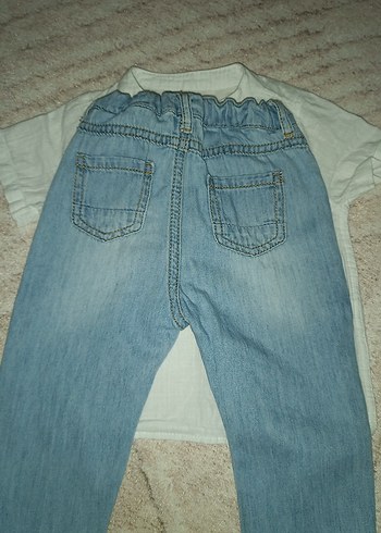 Bebek Erkek Beyaz Kısa Kollu Gömlek ve Denim Pantolon - Görsel 5