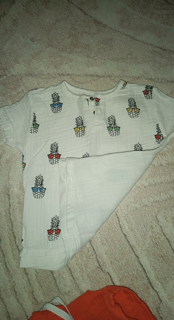 Müslin kumaş Nakışlı Kısa Kollu Bohem Bebek Takımı - Görsel 4