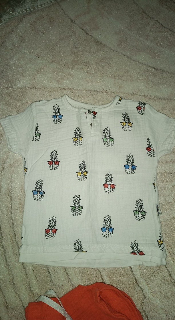 Müslin kumaş Nakışlı Kısa Kollu Bohem Bebek Takımı - Görsel 3