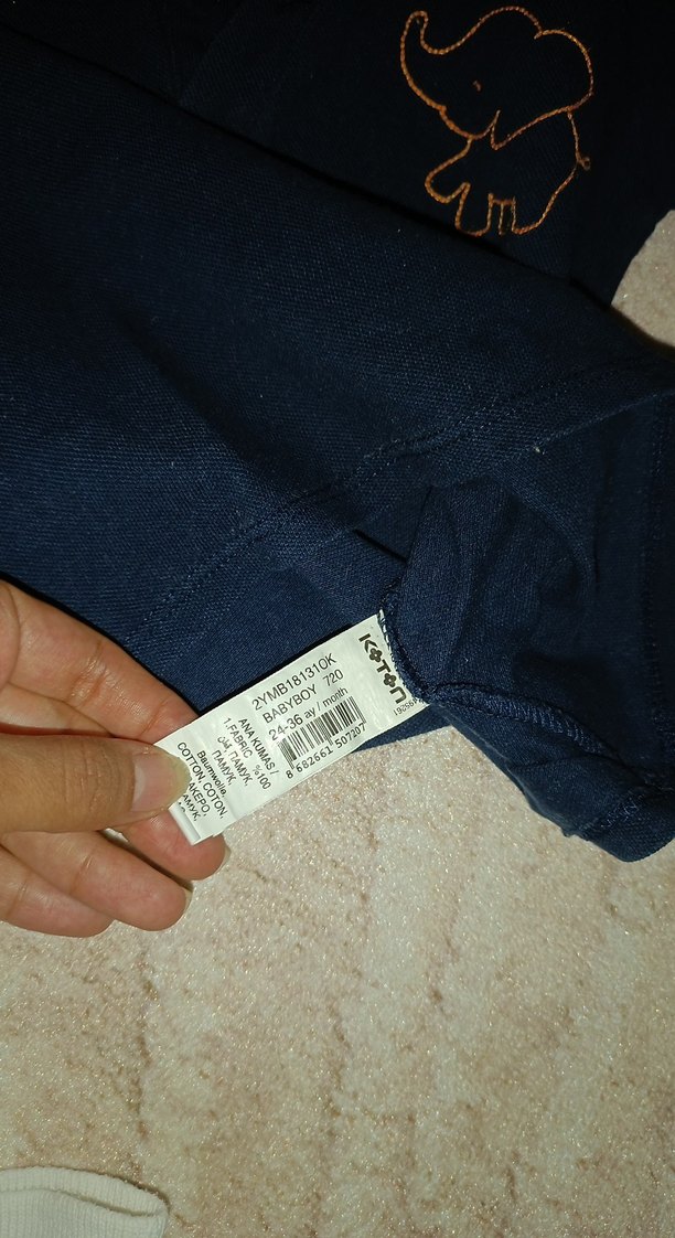 lacivert ve beyaz polo yaka erkek bebek tişörtü - Görsel 5